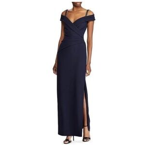 Elegant Ralph Lauren Navy Off-Shoulder Dress